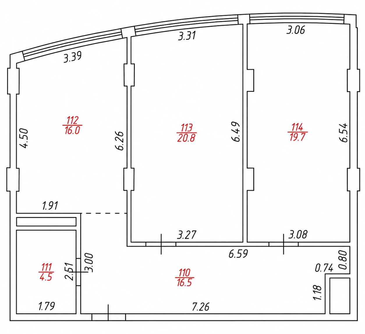 Евротрёхкомнатная - 77,5 м²